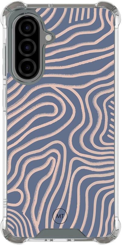Hoesje (shockproof) geschikt voor Samsung Galaxy A56 - Flowing lines - Extra sterke case - TPU/polycarbonaat - Print - Paars, Transparant