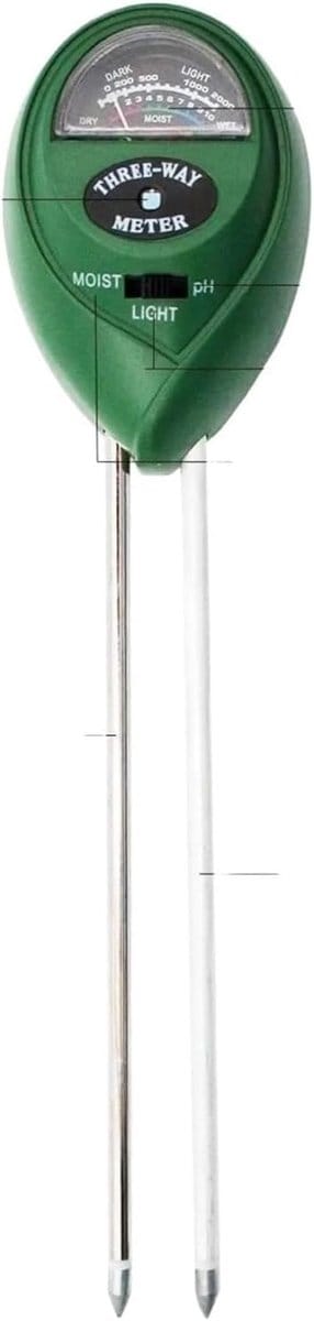 Bodemtester 3-in-1 - Vochtigheidsmeter pH - Plantenverzorging Tuin - Geen Batterijen Nodig - 18 cm Sonde - Groen