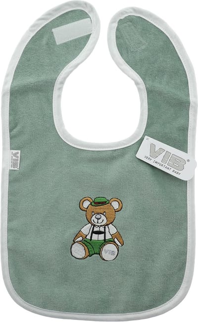 VIB® - Slabbetje luxe velours - Tiroler boy bear mosgroen - Babykleertjes - Slabbetjes - zwangerschap aankondiging - baby aankondiging