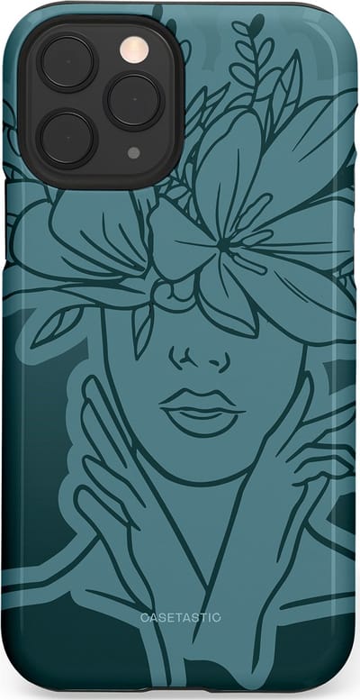 Casetastic hoesje geschikt voor Apple iPhone 11 Pro - Dubbellaagse bescherming - Flora Femme - Fashion Case - Petrol Donkergrijs Grijs