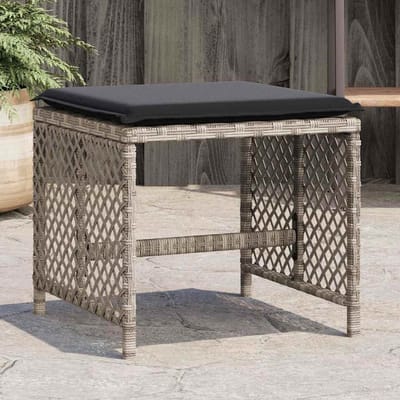 vidaXL - Tuinkrukken - 4 - st - met - kussens - 41x41x36 - cm - poly - rattan - lichtgrijs
