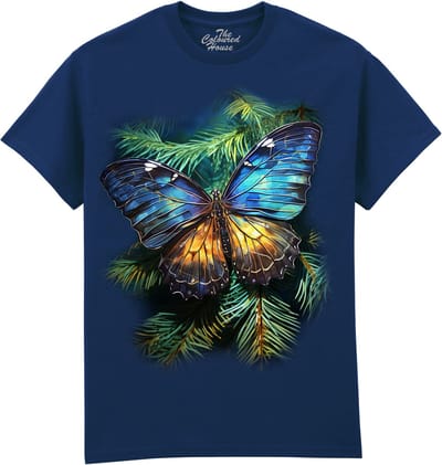 Vlinders Blue Gold Butterfly The Coloured House T-shirt XL