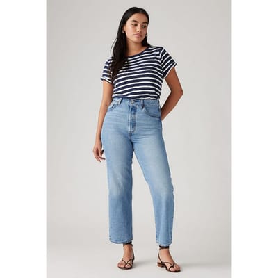 Levi's Ribcage Straight Jeans Blue Size: W28L29 | Straight Outlet | Dames | Blauw