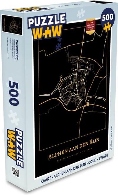 Puzzel Kaart - Alphen aan den Rijn - Goud - Zwart - Legpuzzel - Puzzel 500 stukjes