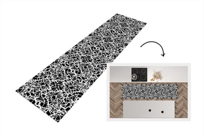 Keukenloper - Loper keuken - Patroon - Abstract - Zwart Wit - 200x50 cm - Keukenloper vinyl
