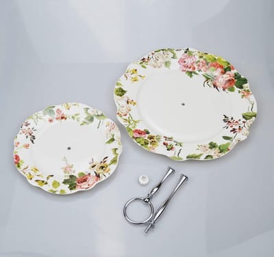 Taartstandaard - Gebak Serveerstandaard - Feestelijke Gelegenheden - Fijn Bone China - 2-Tier - Blauw
