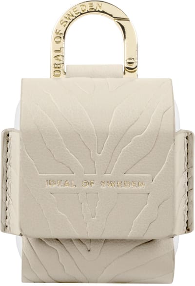 IDEAL OF SWEDEN, Hoesje geschikt voor Apple AirPods 1 / 2 - Flo Series Zebra Textuur met Karabijnhaak, Beige