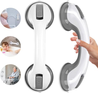 2x Douchehandgreep Zonder Boren met Zuignap - Veiligheidsbeugel voor Badkamer, Douche en Toilet | Makkelijk Verplaatsbaar