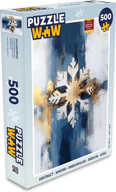 Puzzel Abstract - Winter - Sneeuwvlok - Sneeuw - Goud - Legpuzzel - Puzzel 500 stukjes