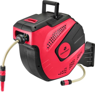 TOOLCRAFT TO-7394535 Tuinslangwandhouder 20 m 12.7 mm 1/2 inch Zwart, Rood 1 stuk(s)
