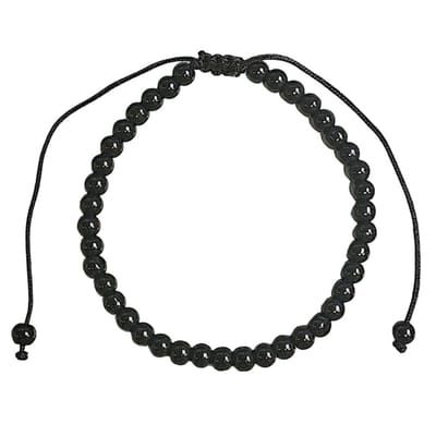 Fako Bijoux® - Natuurstenen Armband - Natuursteen - 4mm - Verstelbaar - 16-23cm - Zwart