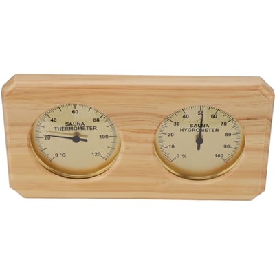 Thermomètre Hygromètre de Sauna en Bois 2 en 1 Mesure de Température Humidité Thermomètre Intérieur Hygromètre pour Hôtel beige
