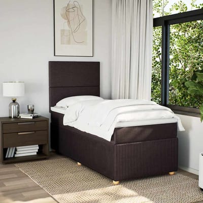 vidaXL - Boxspring - met - matras - stof - donkerbruin - 90x190 - cm