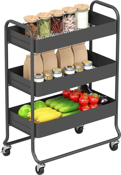 Homcom Kitchen Cart-Metaal-64,5L x 34B x 87H cm-Zwart