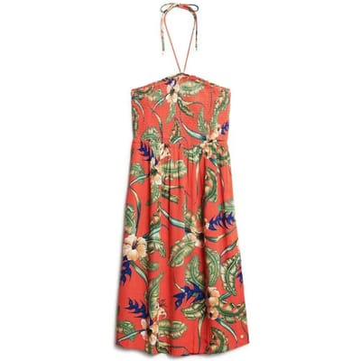 Superdry - Midi-strandjurk met smokwerk - Dames - Jurken