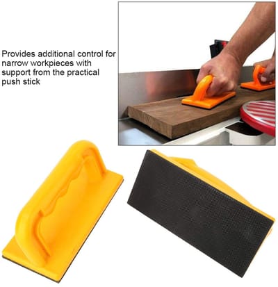Dailygoods - Duwstok voor houtzaag - Ergonomisch duwblok - Veilig en praktisch - Geel - Houtbewerking - Ondersteunt nauwkeurig zagen - Geschikt voor r...