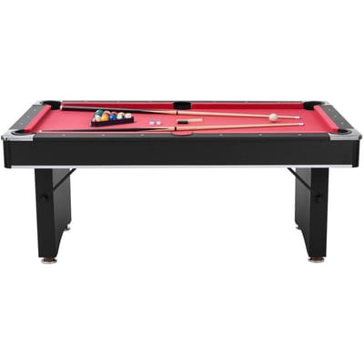 Table de billard, Tables de billard portables de 183 cm, Pieds réglables, Table de jeu stable, Ensemble de divertissement comprenant boule, queue, triangle, craie et brosse, Noir