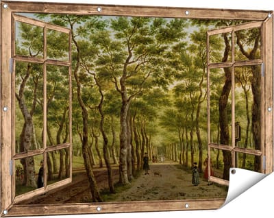 Gards Tuinposter Doorkijk Het Herepad in het Haagse Bos - Paulus Constantijn la Fargue - 120x80 cm - Tuindoek - Tuindecoratie - Wanddecoratie buiten - Tuinschilderij