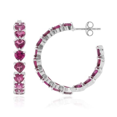 Cavill - Elegante Zilveren Oorbellen - 925 Sterling Zilver Gerhodineerd - Rhodoliet Edelstenen 7,857 ct - Hart & Druppelvorm - Damesoorbellen 28 mm