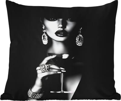 Tuinkussen - Vrouw - Cocktail - Chic - 40x40 cm - Weerbestendig