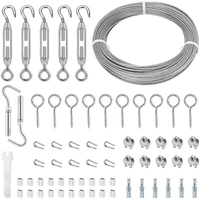 30 meter Tuin Draad voor Klimplanten - 2mm Metaaldraad, PVC Coated Staal, Tuin Trellis Kits, Kabel Spanners en Bevestigingsclips voor Tuinprojecten en DIY Decoratie