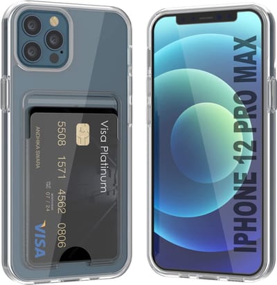 Casemania Hoesje Geschikt voor Apple iPhone 12 Pro Max - Transparant - Siliconen Back Cover met Kaarthouder