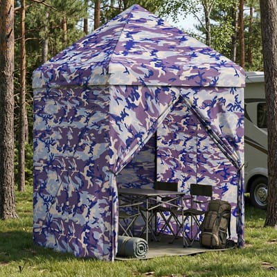 vidaXL - Pop-up - Gazebo - met - 4 - Zijwanden - 2 - x - 2 - m - Blauw - Camouflage