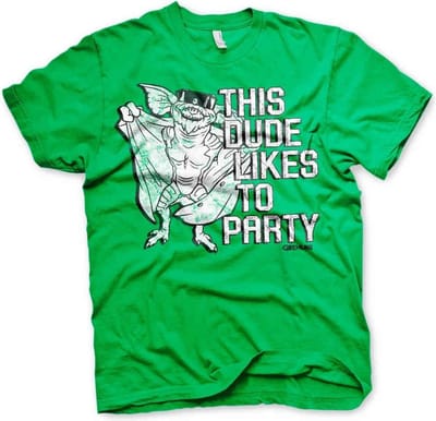 Gremlins Heren Tshirt -S- This Dude Likes To Party Groen