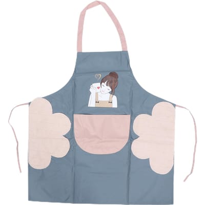 Schoonheidsmeisje Patroon Cosmetica Schort Waterdicht Bakken BBQ Koken Schort met Zak Grijs grijze kleur