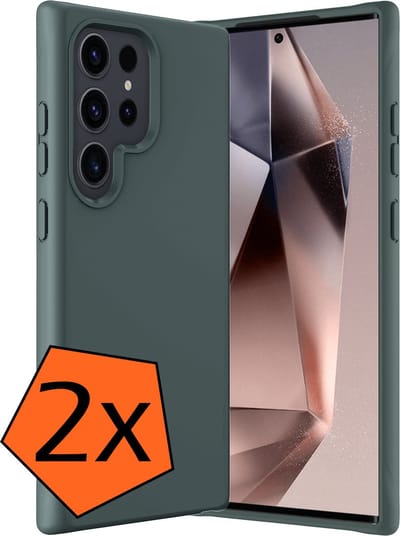 Hoes - 2 Stuks - Geschikt voor Samsung Galaxy S24 Ultra - Sterk & Shockproof - Case Siliconen - Back Cover - Telefoon Hoes - Donkergroen