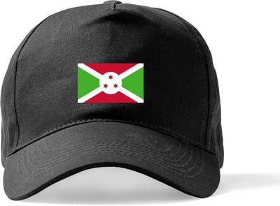 Zwarte Pet Beechfield met Wereldvlaggen, land Burundi klittenbandsluiting