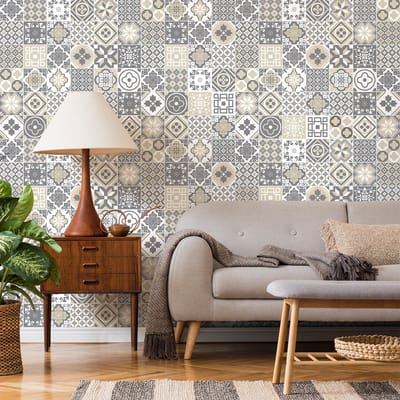 Tegelstickers voor de muur in keuken en badkamer - 60 Brazio cementtegelstickers - 60 stickers 20x20cm
