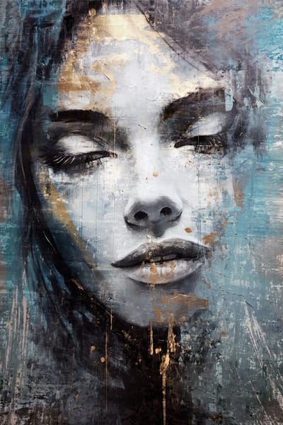 Painted Woman III - 80cm x 120cm - Fotokunst op Plexiglas | Wanddecoratie Glasschilderij