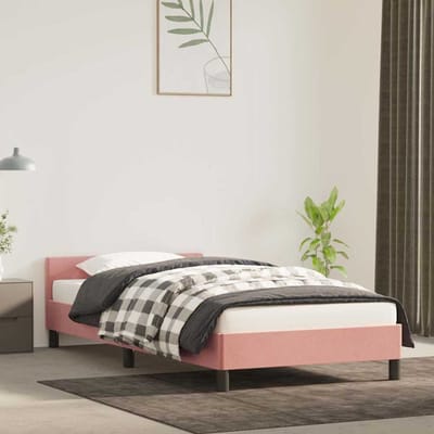 vidaXL - Bedframe - met - hoofdeinde - zonder - matras - 80x200 - cm - fluweel - roze