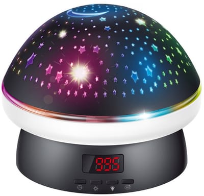 longziming -Kawaii Paddenstoel Sterprojectornachtlamp - USB-C Oplaadbaar - 360° Rotatie - Kindvriendelijke Bediening - Eenvoudig - Premium Afstandsbedienin - Zwart