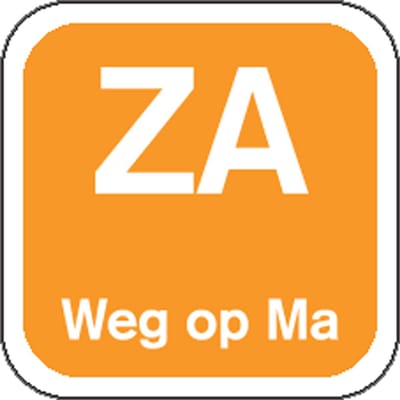 Label - ZA weg op - papier - afwasbaar - 19x19mm - oranje - rol à 1000 stuks