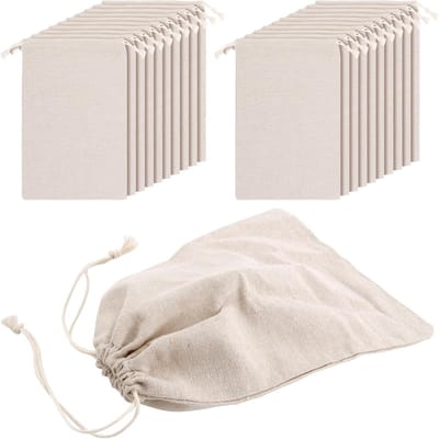 Herbruikbare Katoenen Netzakken voor Groenten en Brood - 20 Stuks, 20x30cm, Ideaal voor Duurzaam Winkelen en Organiseren tijdens Reizen