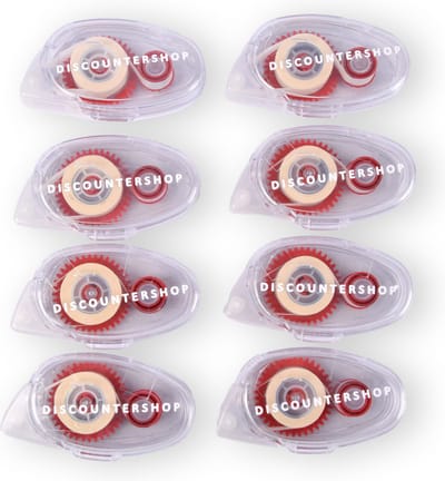 Discountershop Lijmroller Doorzichtig Set - 8 Stuks | Ideaal voor elke School Projecten - Transparant/Rood - 9x5x2 cm