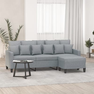 vidaXL - Driezitsbank - met - voetenbank - 180 - cm - stof - lichtgrijs