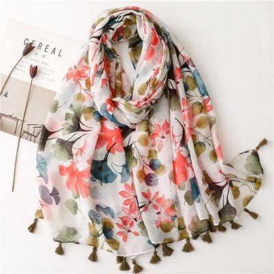 Bloemige Kwast Viscose Sjaal Dames Sjaals en Wraps Hoofddoek Dames Haarband Luxe Moslim Hoofddoek 180*90Cm Sjaal Bandana's gray