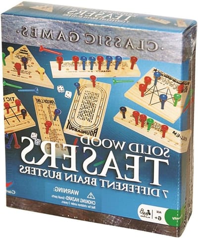 Houten Hersenkrakers - Puzzel Spel - Mentale Uitdaging - 7 Verschillende Puzzels - 19 x 5 x 24 cm - Houtkleur