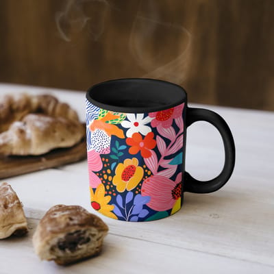 Magische Mok - Foto op Warmte Mokken - Koffiemok - Kleurrijk - Bloemen - Abstract - Stippen - Magic Mok - Beker - 350 ML - Theemok