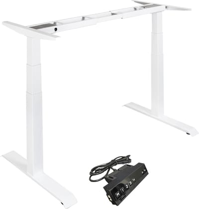 CityLine Elektrisch zit-sta bureau - Wit - Professioneel bureauframe met dubbele motor - Heft tot 140 KG - Voor bureaubladen tot max 200x80cm - instelbaar van 65 tot 130 cm hoogte - Memory bediening - USB poorten voor opladen