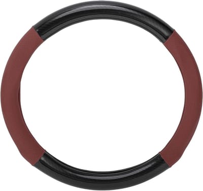 Stuurhoes voor Auto Stuurwiel 36.5-37.9cm - Beschermhoes van Kunstleder met Carbon Fiber Patroon in Wijnrood, 1 Stuk, Perfecte Bescherming en Stijl