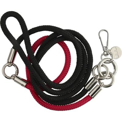 123watches Telefoonkoord Flexicord - zwart rood - zilver - Geschikt voor iPhone en andere smartphones