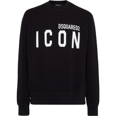 Dsquared2 Zwarte Sweater Met Ronde Hals, Grote Maat Met Wit Logo