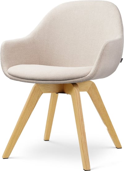 Nolon Noor-Mae draaibare Eetkamerstoel beige - houten onderstel - stijlvol - scandinavisch