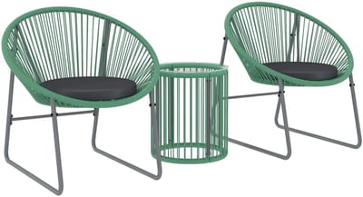 Balkonset 2 personen - Tuinset - Bistroset - Bruin - Weerbestendig - 3 delig - Tuintafel en 2 stoelen - 2 personen - Gecoat staal - Onderhoudsvrij staal