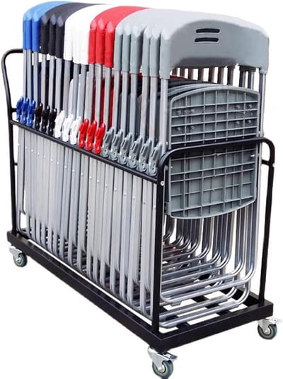 Opvouwbare Trolley - Stoelenkar - Evenementen Organiseren - 360 Graden Wielen - 16-20 Stoelen - Zwart