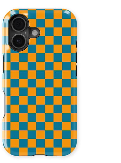 Design Hoesje geschikt voor iPhone 16 | Geschikt Voor Mag | Tiny Squares Checkered Print | Backcover geschikt voor iPhone 16 Petrol Pop